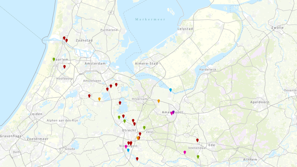 Kaart: Projectenoverzicht Erfgoed Expert team